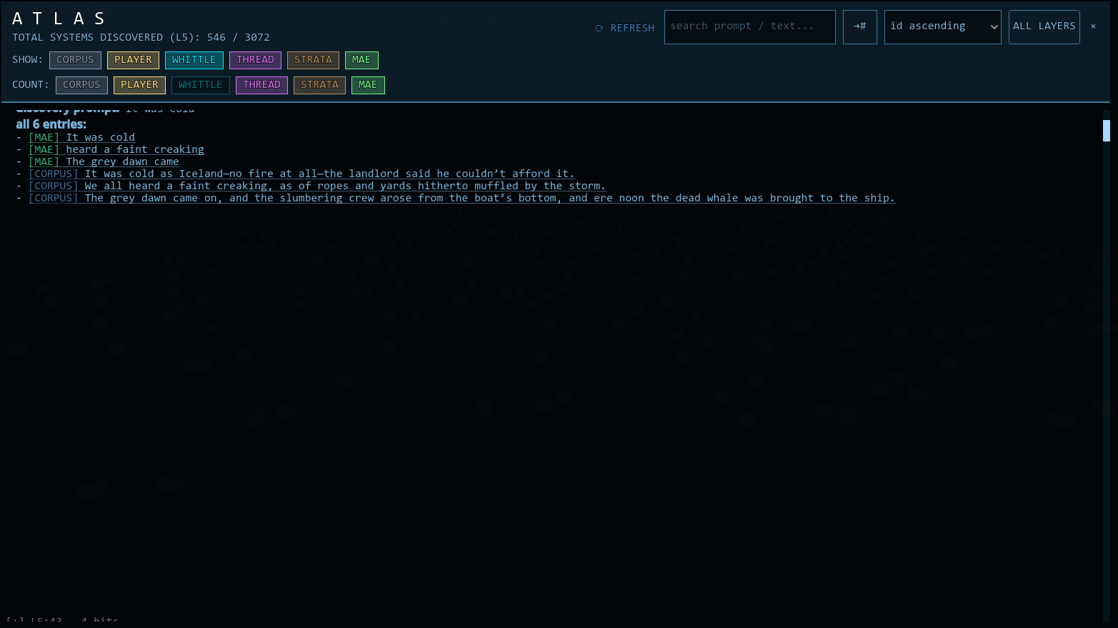 An early Atlas interface with coloured controls and a sparse text display