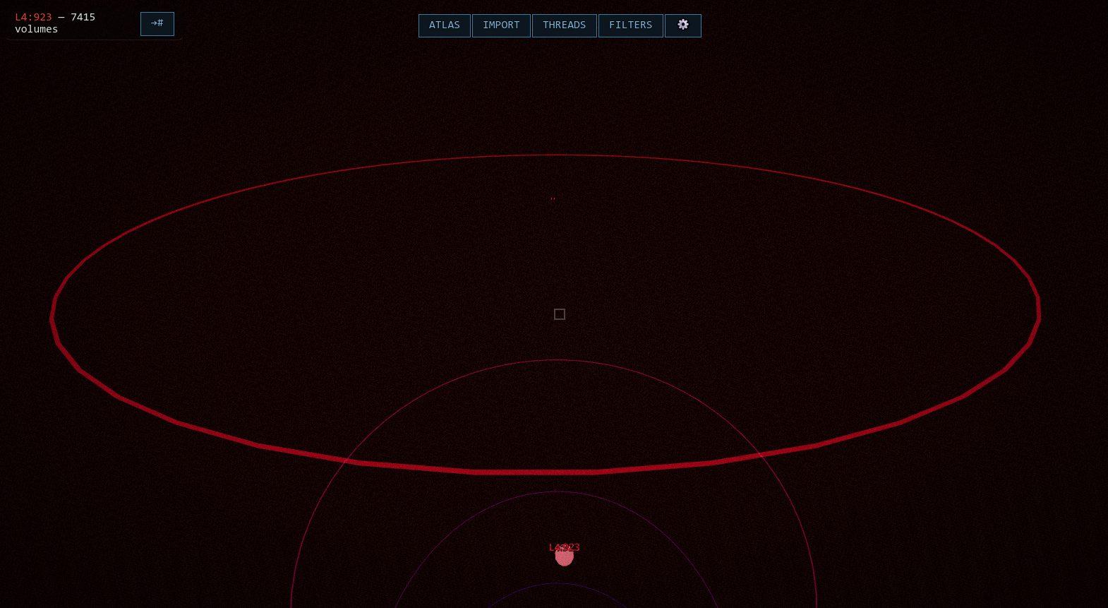 Godot atlas at layer four showing neuron 923 as the only visible Moby-Dick destination