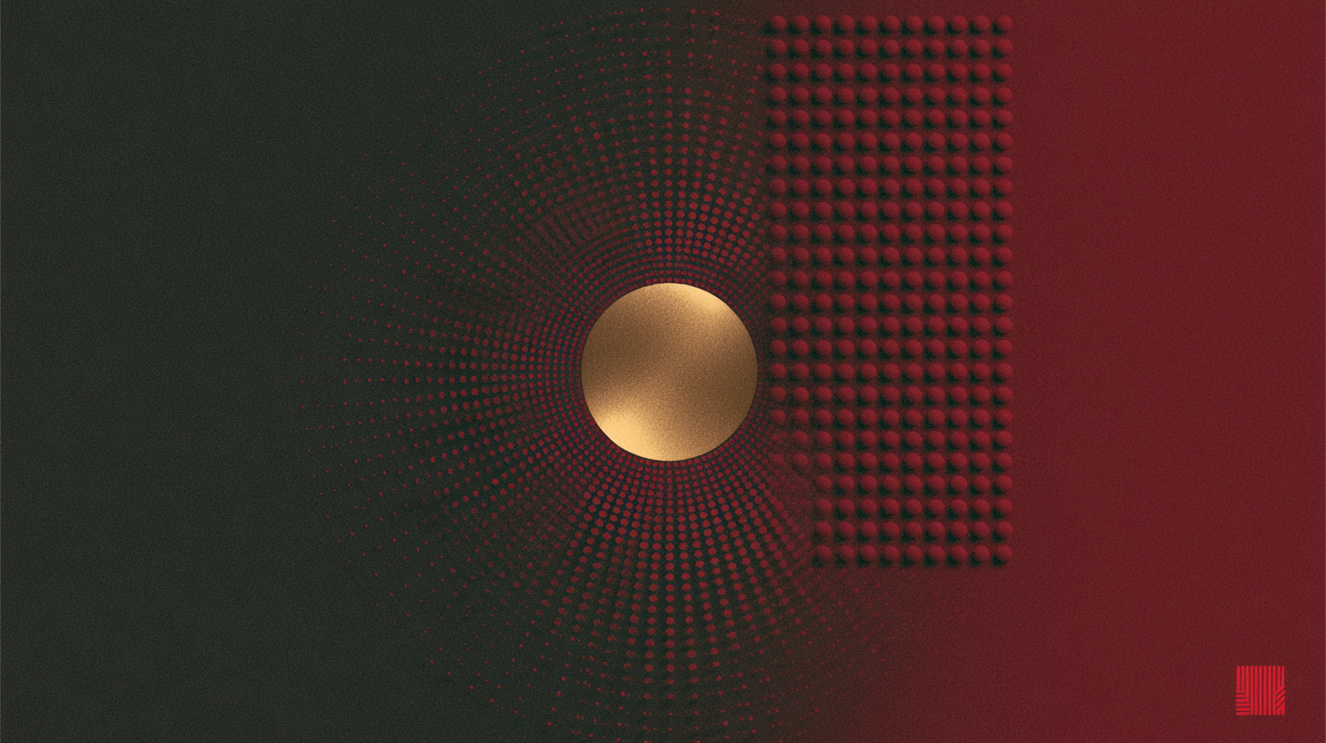Abstract red and gold composition