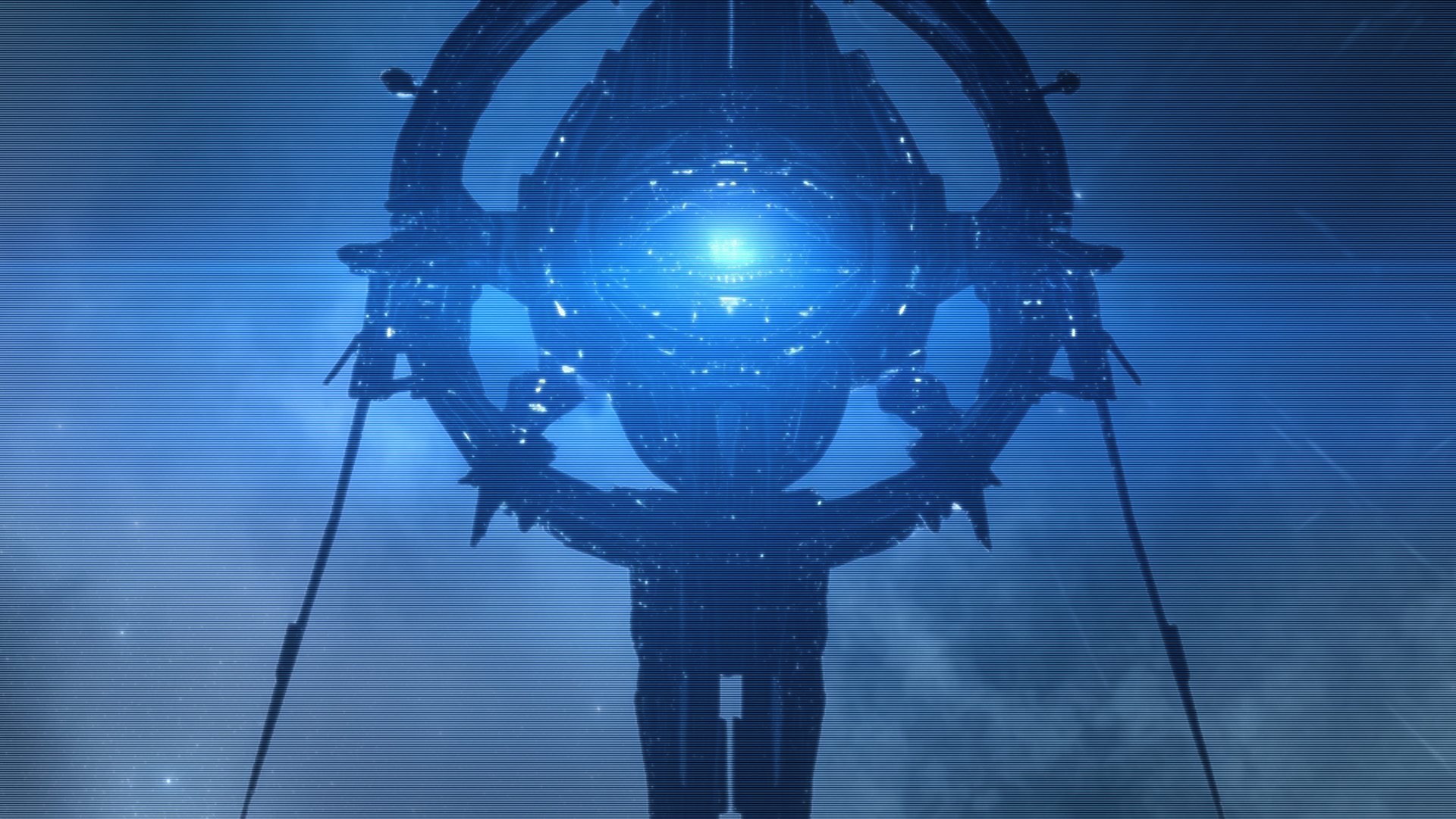 A luminous blue astronomical apparatus surrounding a bright central point